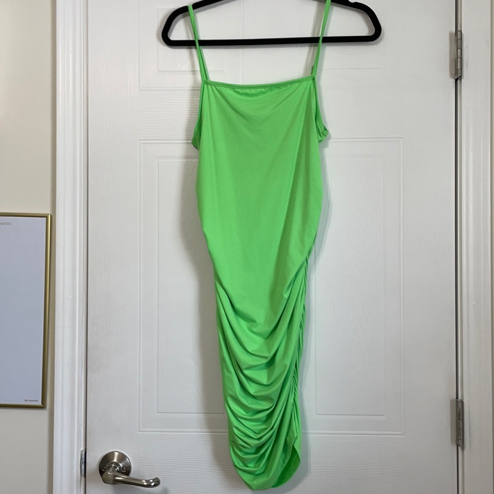 Neon Green Scrunched Dress